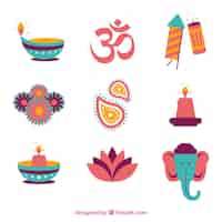 Free vector multicolor diwali elements