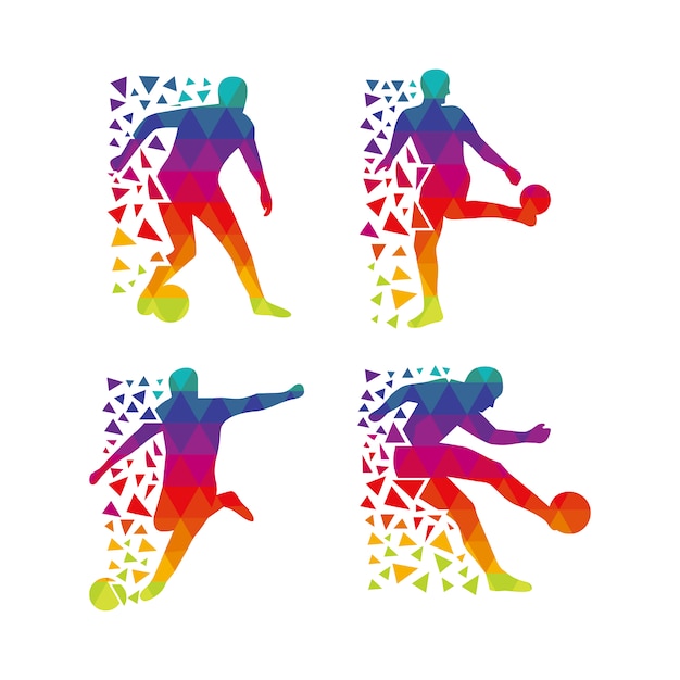 Free vector multicolor footballer silhouette