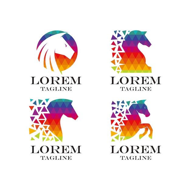 Multicolor horse logo collection