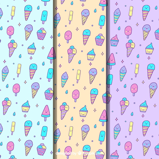 Vettore gratuito sfondo di pattern di gelato multicolore