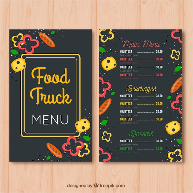 Multicolor restaurant menu