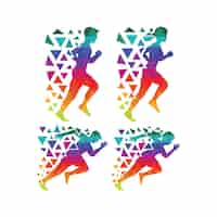 Free vector multicolor running silhouette collection