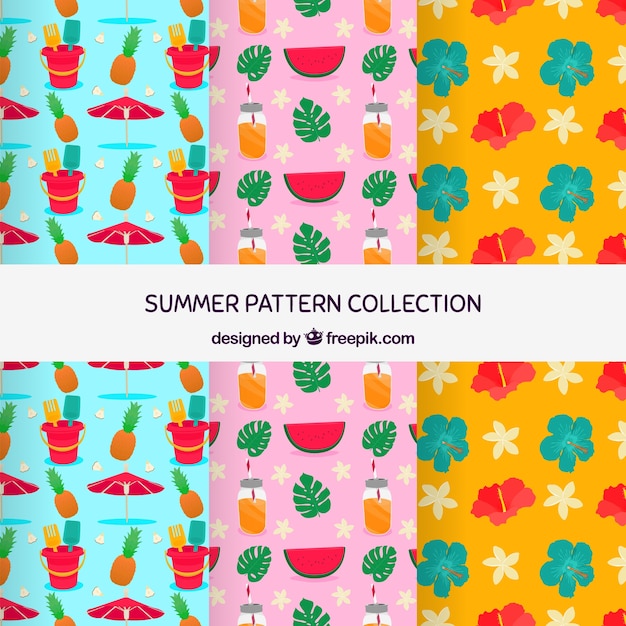여러 가지 빛깔의 여름 패턴 컬렉션