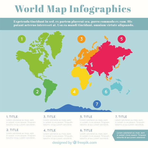 無料ベクター 多色世界地図インフォグラフィック