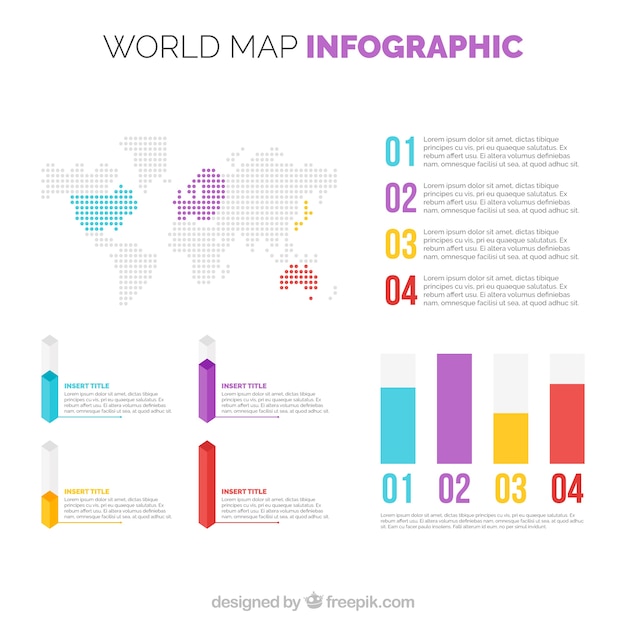 Multicolor world map infographic