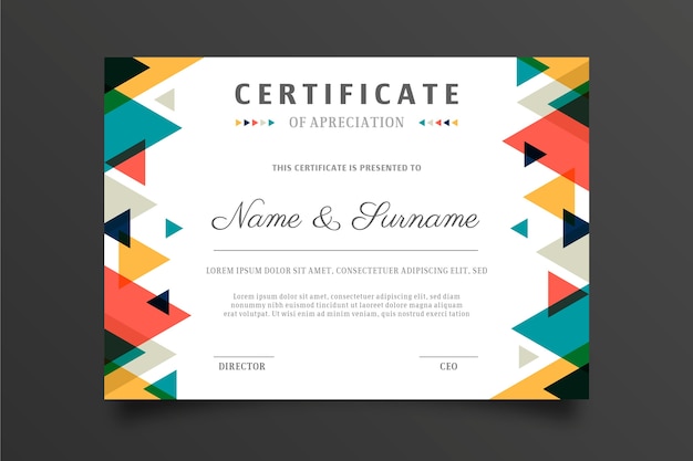 Free vector multicolored abstract certificate template