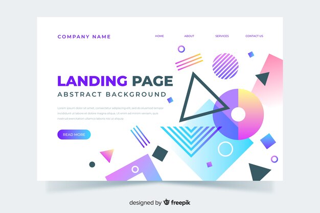 Multicolored geometric shapes landing page