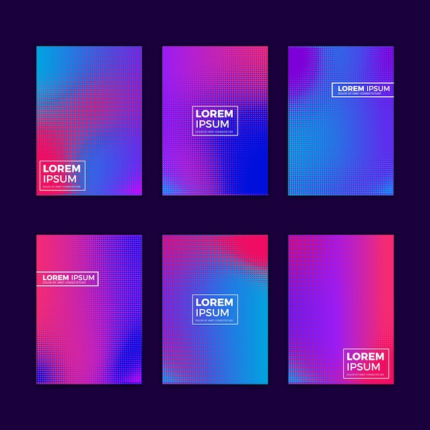 Free vector multicolored halftone gradient cover collection