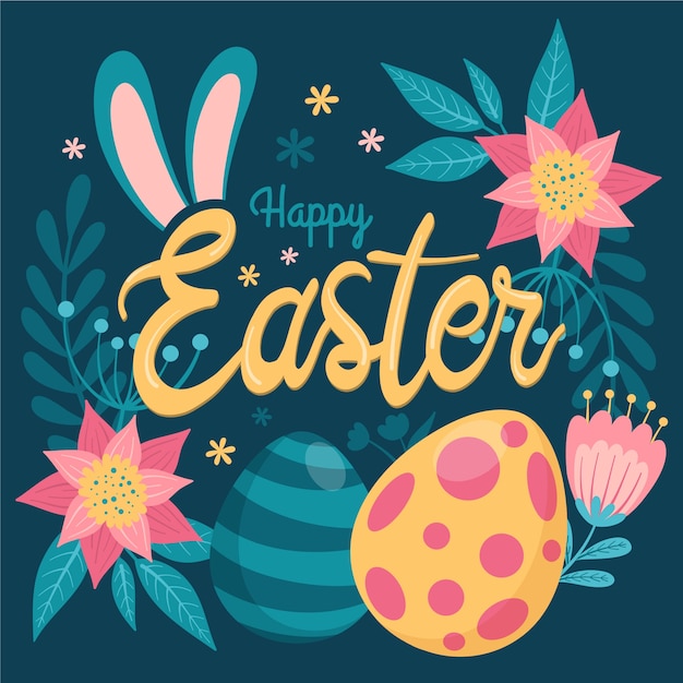 Multicolored happy easter day banner