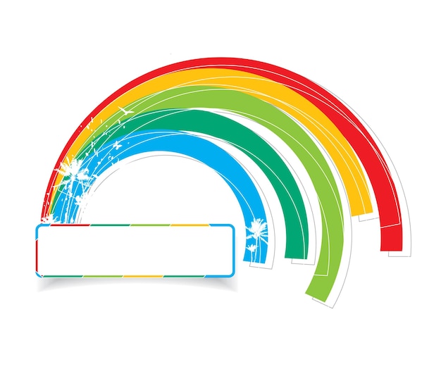 разноцветная радуга с дизайном баннера, векторная иллюстрация