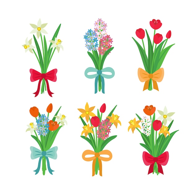 Free vector multicolored spring flower collection