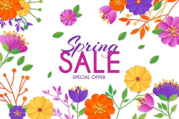 Multicolored spring sale in paper style