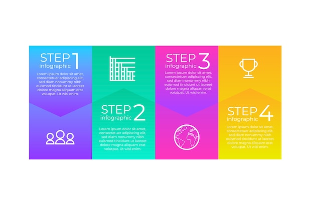 Free vector multicolored steps infographic