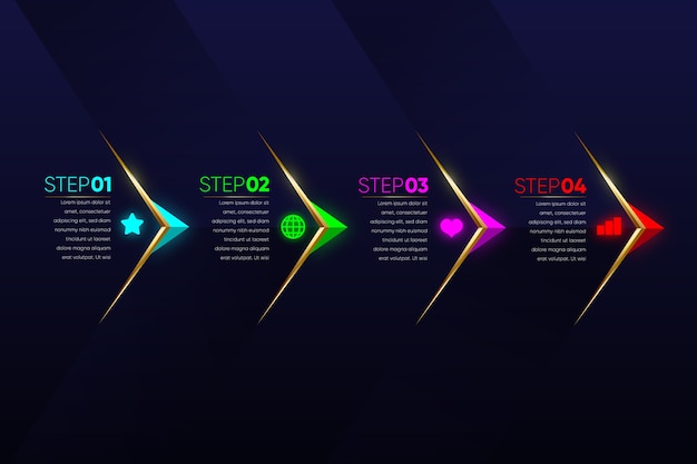 Infografica passaggi multicolore