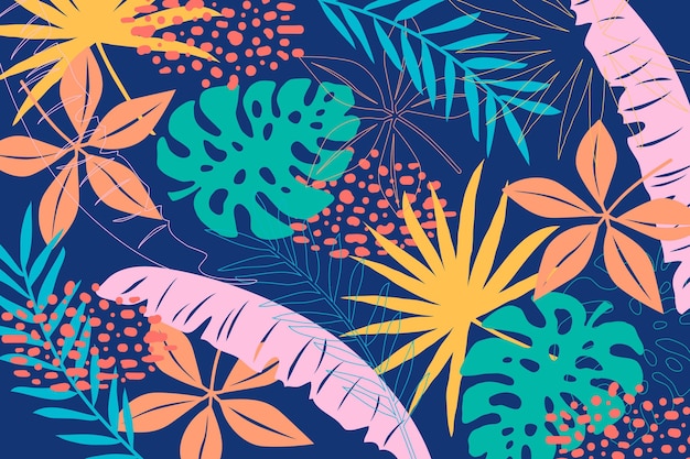 Free vector multicolored tropical leaves background