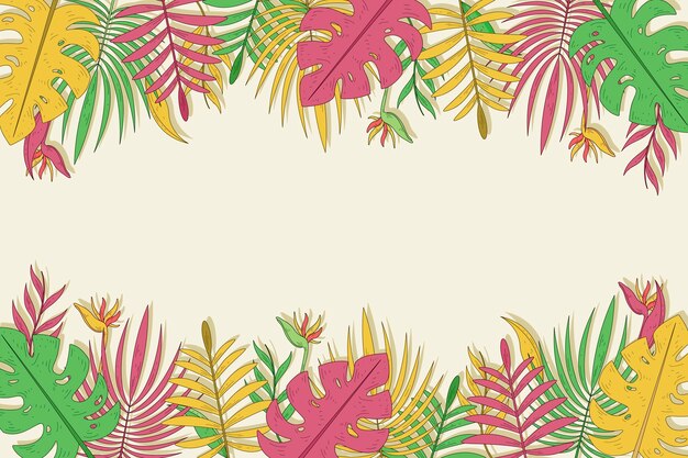 Multicolored tropical leaves background