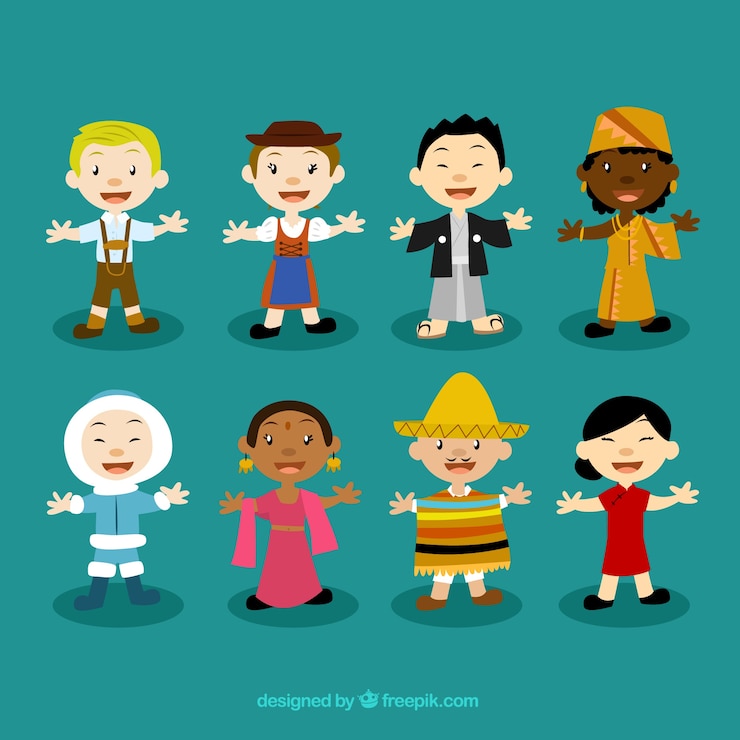 Free Vector multicultural characters