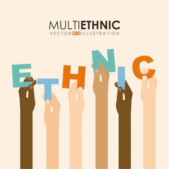 Multiethnic design over beige background vector illustration