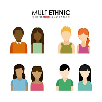 Multiethnic design over white background vector illustration