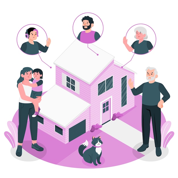 Free vector multigenerational home  concept illustration