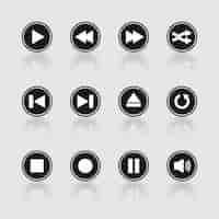 Free vector multimedia black and white buttons