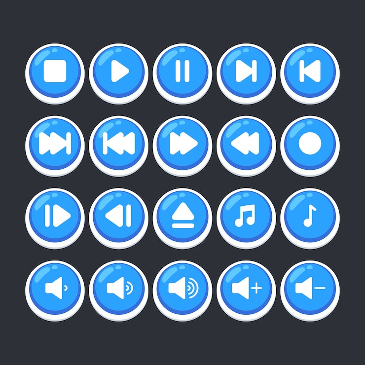 Free Vector multimedia buttons cartoon style