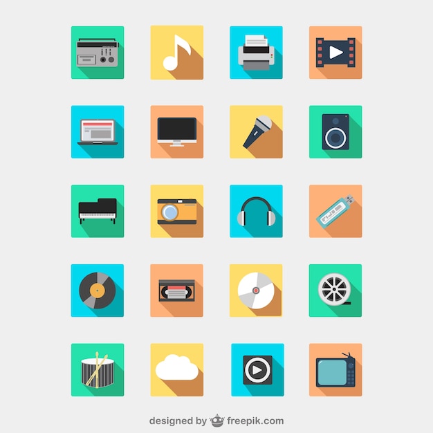 Free vector multimedia devices icon pack