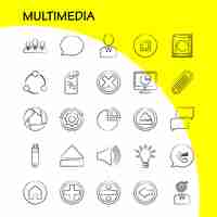 Free vector multimedia hand drawn icon for web print and mobile uxui kit such as chat communication message notification chat communication message notification pictogram pack vector