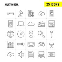 Multimedia line icon set