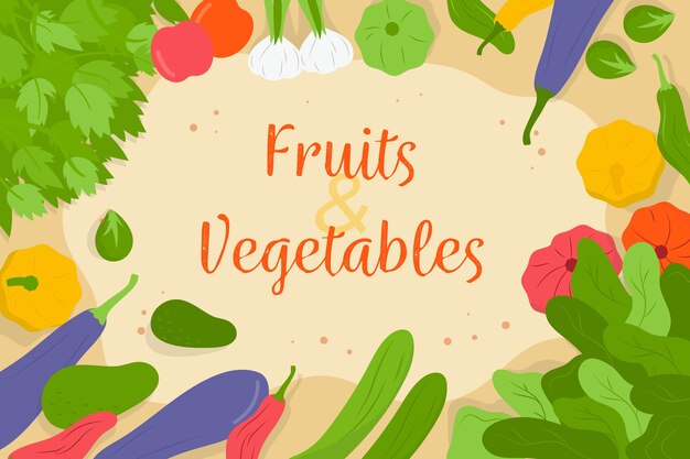 Multiple fruits and vegetables background