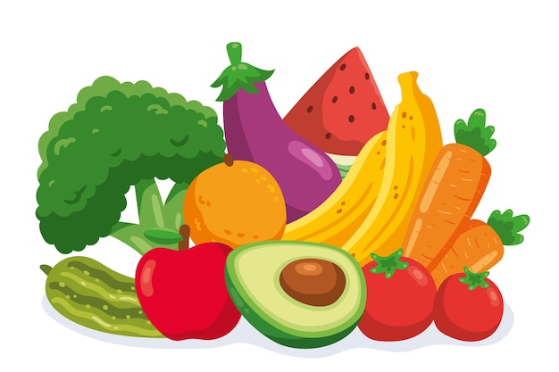 Free vector multiple fruits and vegetables wallpaper