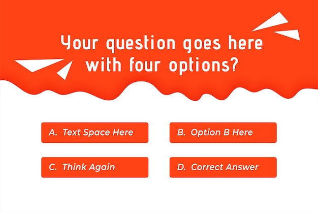 Multiple option choice template for trivia game and test exam