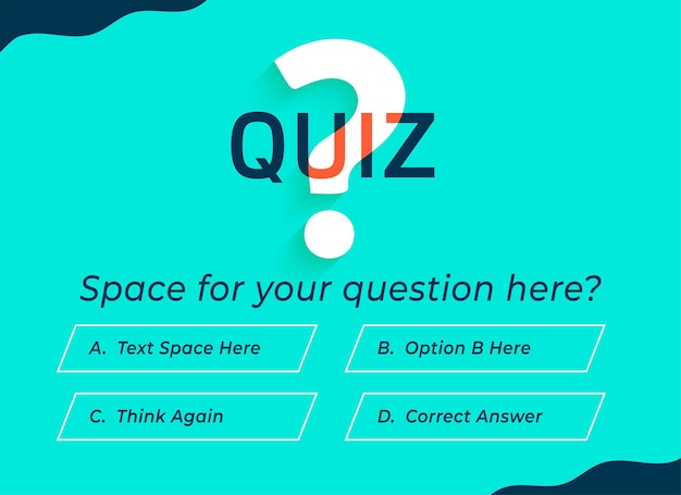 Vettore gratuito banner di quiz a più opzioni per l'esame o il test