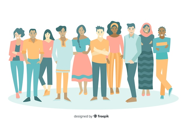 Free vector multiracial group of different people