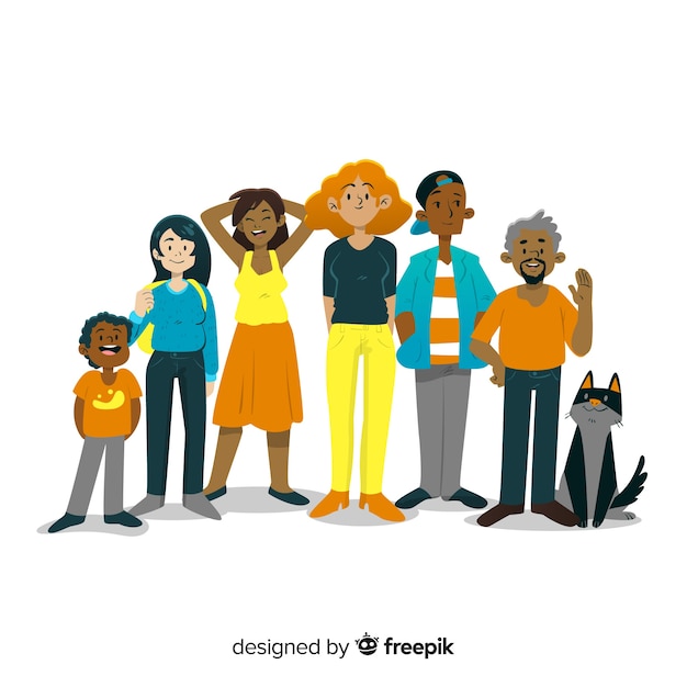 Free vector multiracial group of different people