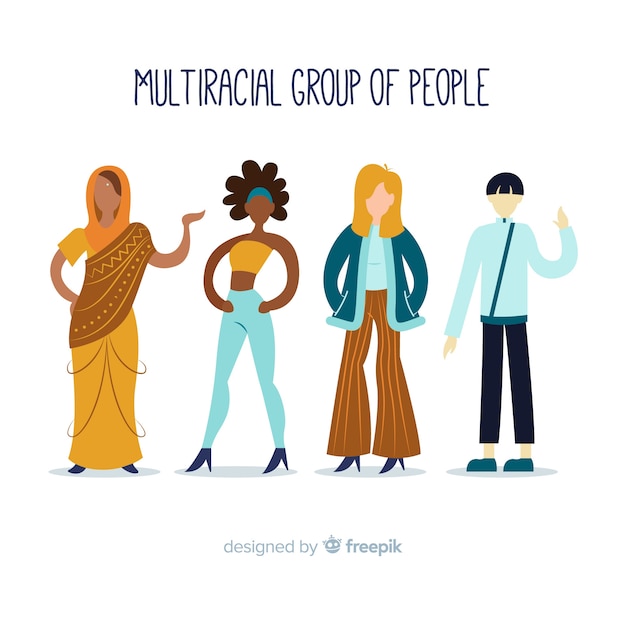 Free vector multiracial group of different people