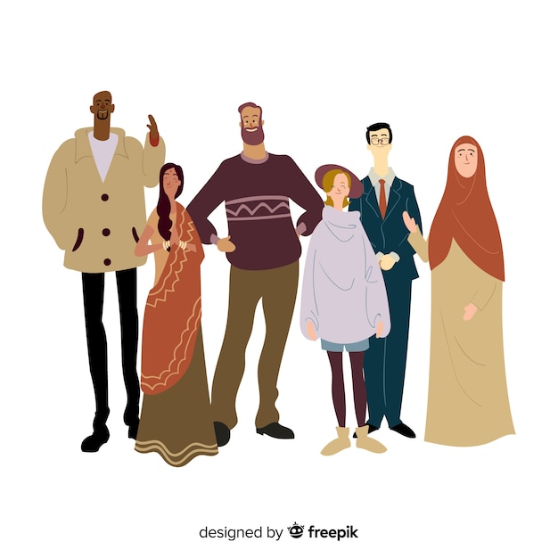 Free vector multiracial group of different people