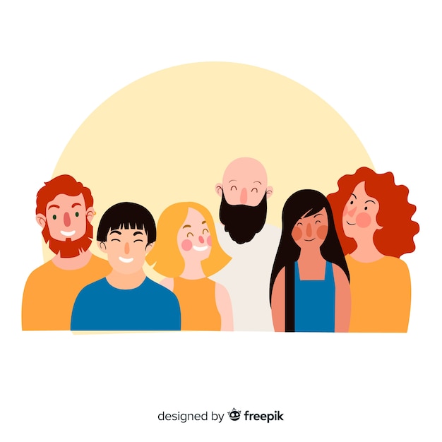 Free vector multiracial group of happy people smiling