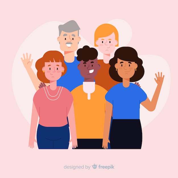 Free vector multiracial group of people background