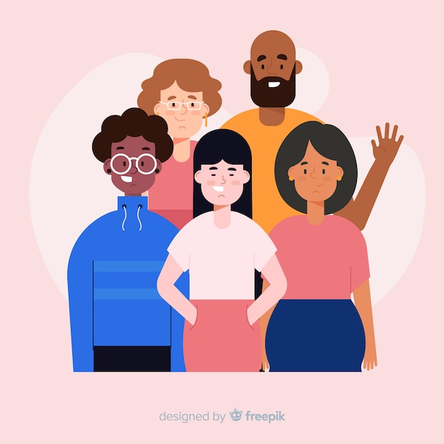 Free vector multiracial group of people background