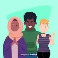 Free vector multiracial group of people background