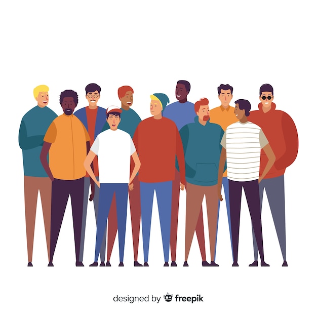 Free vector multiracial group of people background