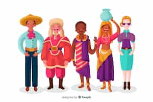 Free vector multiracial group of people background