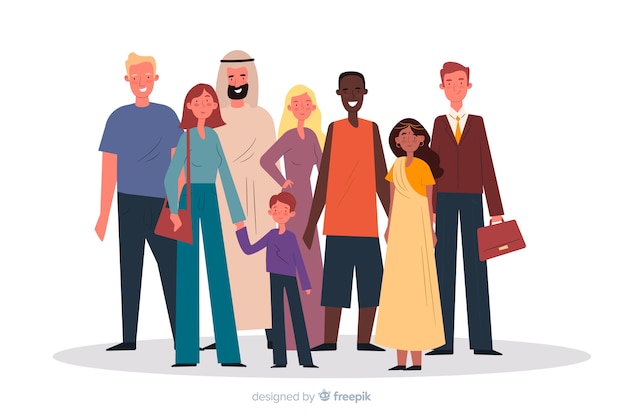 Multiracial group of people flat design