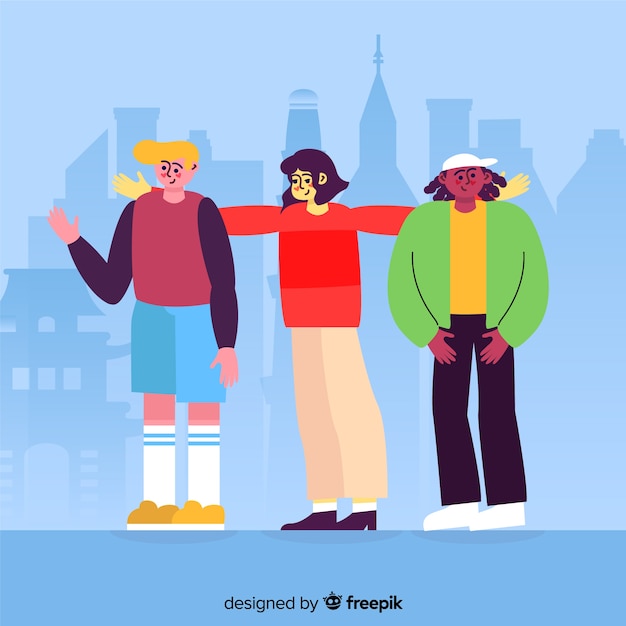 Multiracial group of people flat design