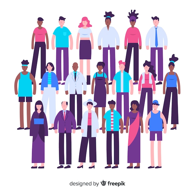 Multiracial group of people flat design