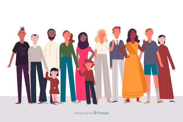 Free vector multiracial group of people flat design