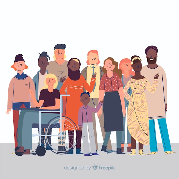 Multiracial group of people flat design