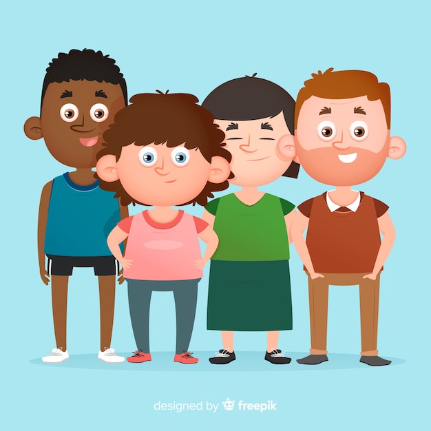 Multiracial group of people flat design