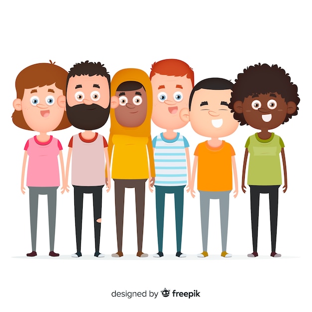 Multiracial group of people flat design